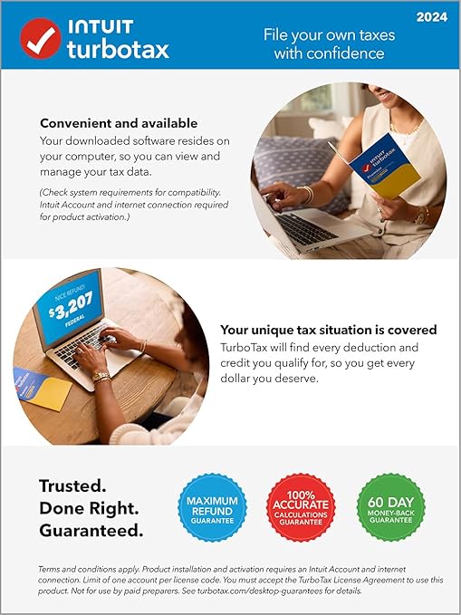 TurboTax Basic 2024 Tax Software, Federal Tax Return [PC/MAC Download]