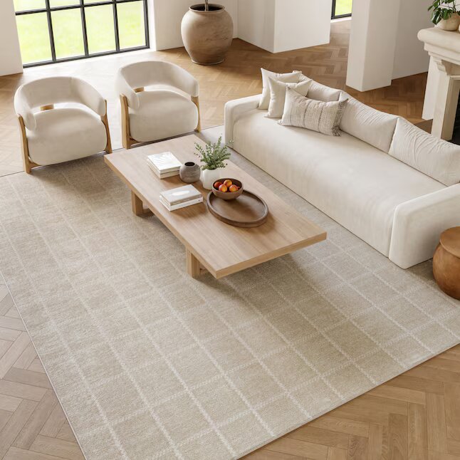 9 x 12 (ft) Loomed Ivory Cream Rectangular Indoor Area rug