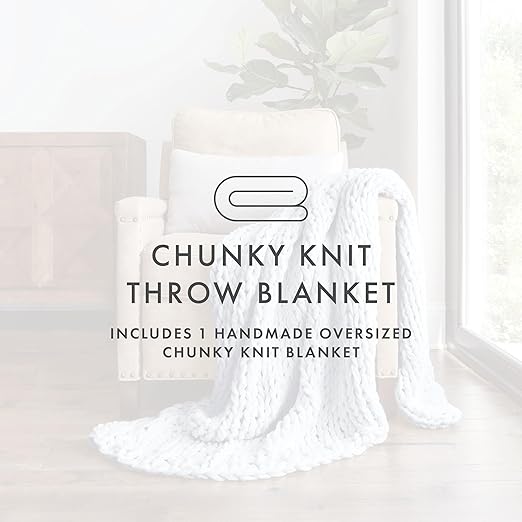 Beddings Oversized Chunky Knit Throw Blanket (Light Blue)