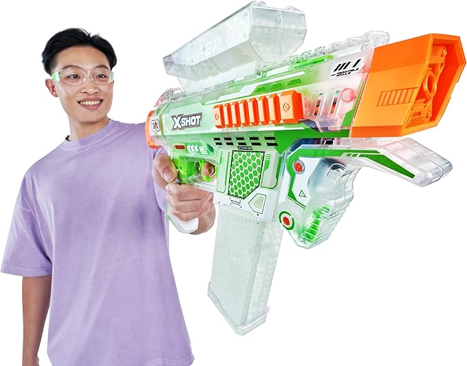 Hyper Gel Glow in The Dark NightStrike Blaster, Semi and Fully Automatic Gel Blaster & 5,000 Glow in The Dark Hyper Gel Pellets, 600 Capacity Hopper & 850 Capacity Mag
