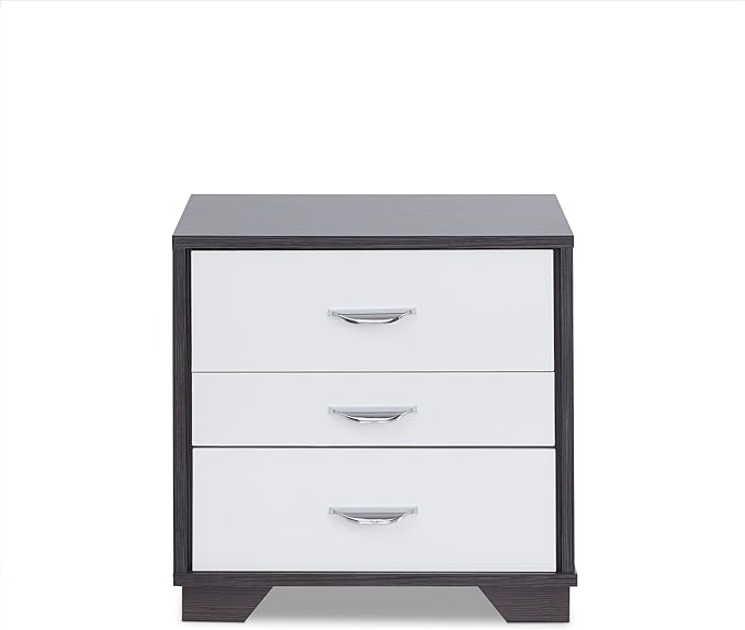 Eloy White and Espresso Nightstand