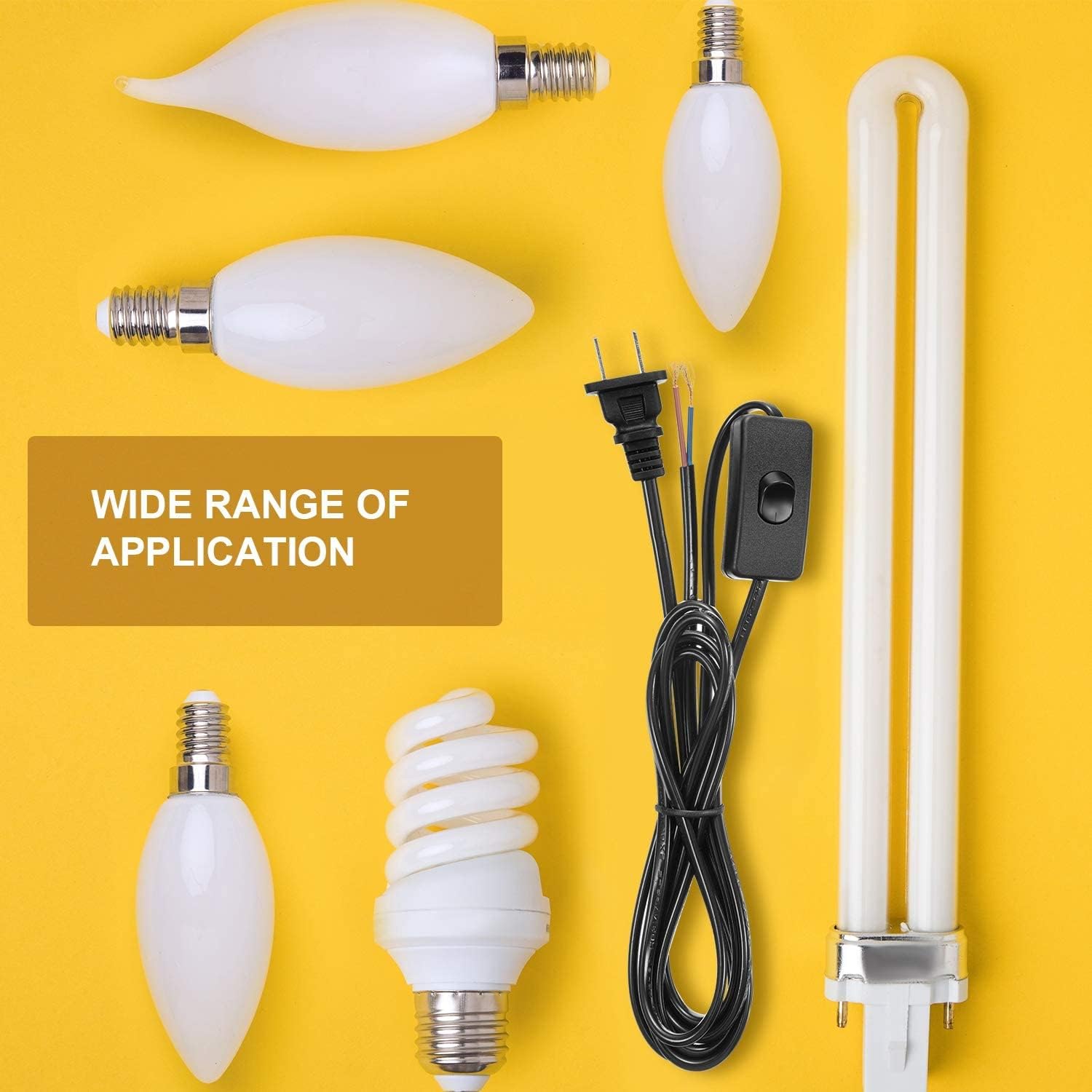 10 Packs Light Cord Set Lamp Cord Cable Cord with Molded Plug, Pure Copper Stripped Ends Ready for Wiring, Black