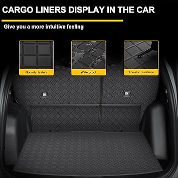 Cargo Mat & Backrest Mat Compatible Honda CRV CR-V - Leather Trunk Liner Back Seat Cover Protector