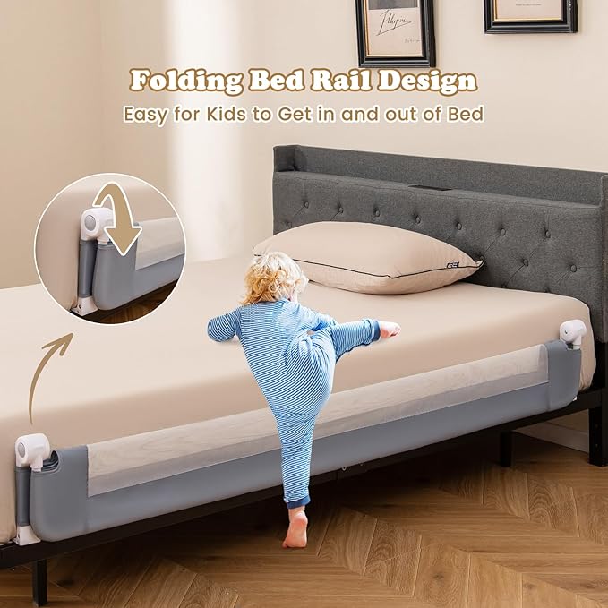 Bed Rails for Toddlers, Extra Long, Swing Down Safety Bed Guard for Convertible Crib