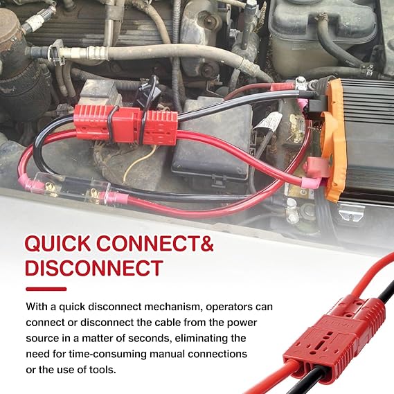 Quick Disconnect Winch Power Cable, 4 Gauge 4 AWG Copper Wiring, Heavy Duty Cables