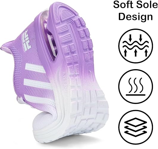 Womens Air Running Shoes Lightweight Sneakers Air Cushion Walking Tennis White Purple