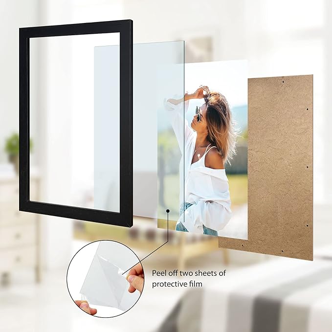 Poster Frames 3 Pack Black MDF Wood and Polished Plexiglass Frame