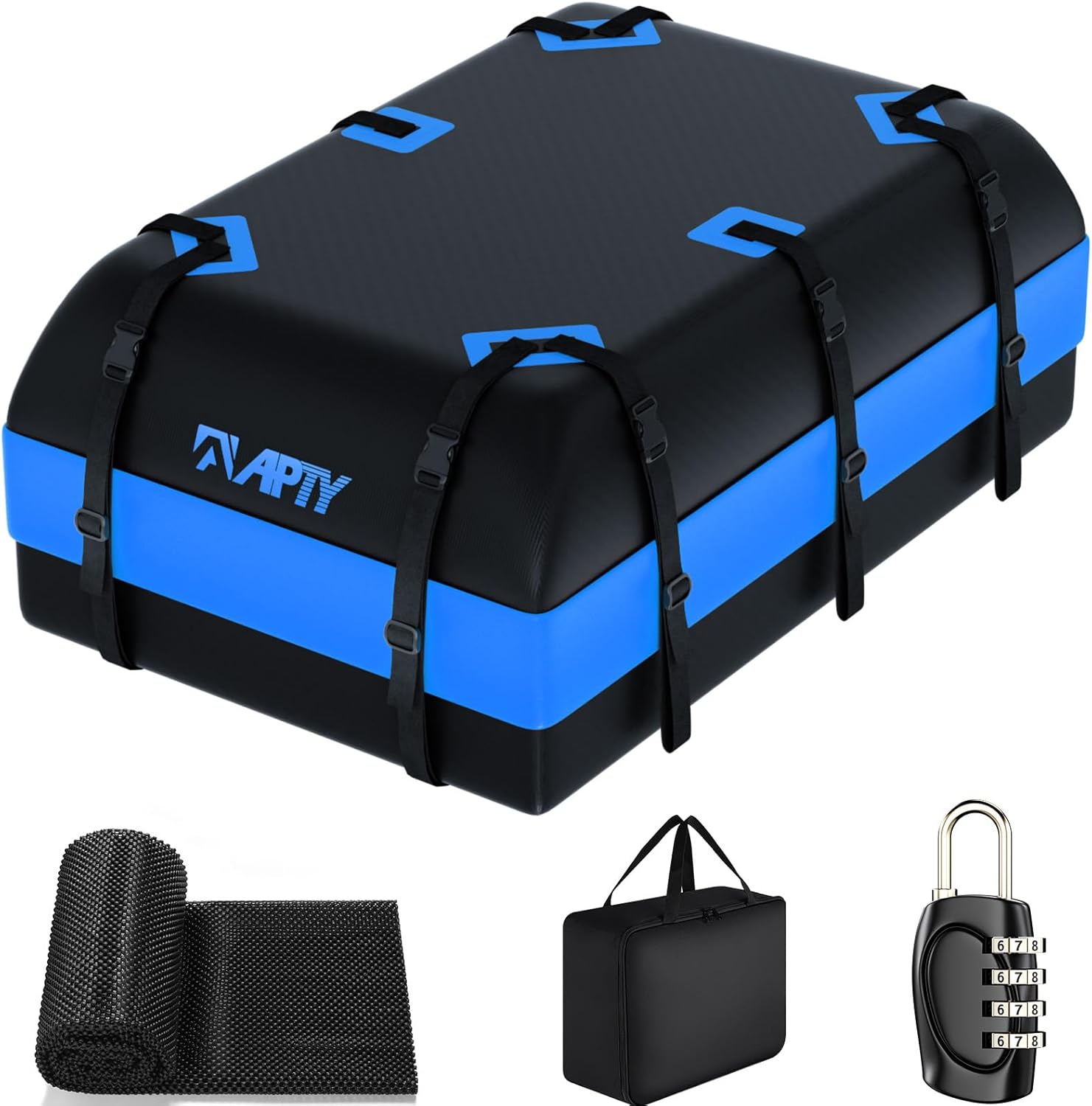 Car Rooftop Cargo Bag Carrier, Soft Roof Top Luggage Bag, Blue