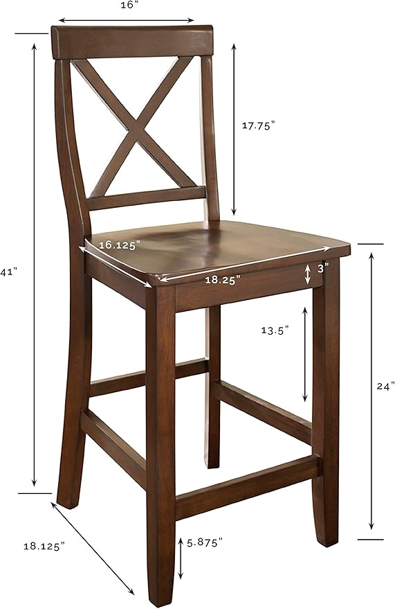 X-Back Bar Stool (Set of 2), Vintage Mahogany