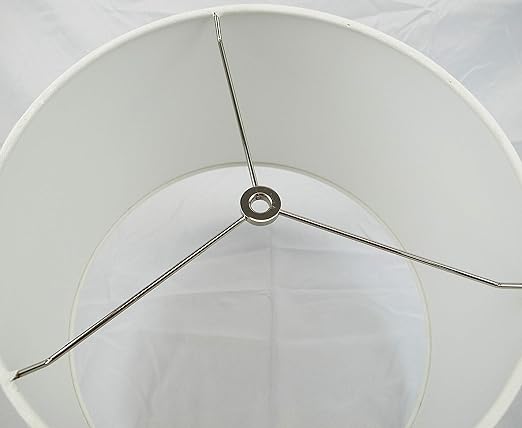 White Fabric Hardback Drum Lampshade (Spider) (Set of 2)