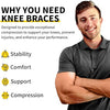 2 Pack Knee Braces for Knee Pain, Knee Compression Sleeve for Men and Women, Knee Support for Meniscus Tear, Running, Weightlifting, Workout, ACL, Arthritis, Joint Pain Relief (Black,Medium)
