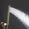 Brushed Gold Shower Faucet Set, Wall Mount Round Gold Rain Shower System Mixer Set, Rain Shower Head with Handheld Spray, Solid Brass, Rough-in Valve Included