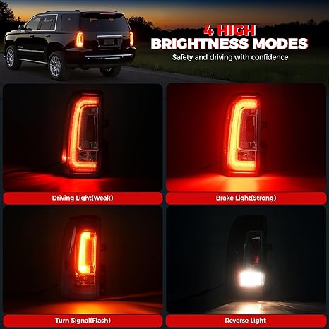 LED Tail Light Assembly Compatible GMC Yukon XL Left Driver Side Rear Taillight Assembly With Bulb Replaces