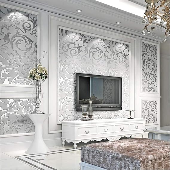 Modern Minimalist 3D European Style Palace Acanthe Leaves Flowers Non-Woven Wallpaper