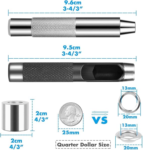 120 Sets Grommet Tool Kit, Cridoz Grommet Eyelets Kit with Setting Tools and Storage Box for Fabric, Tarps, Curtains