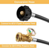 Propane Tank Extension Hose with Gauge, Propane Hose Extension, Propane Tank Adapter Hose for Gas Grill, Heater and Propane Appliances, Acme to Male QCC/POL Fittings
