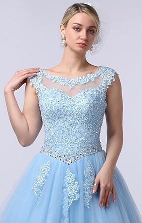 Boat Neck Lace Quinceanera Dresses Prom Princess Ball Gown
