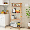 Bamboo Ladder Shelf, Multifunctional Plant Flower Display Stand, Storage Rack, Bookcase Bookshelf Natural (4 Tier)