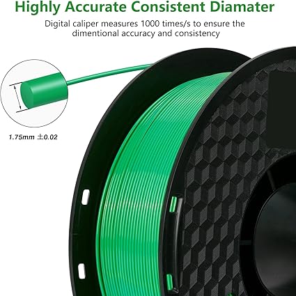3D Printer Filament, Dimensional Accuracy Green
