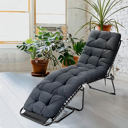 Lounge Chair Cushion, Outdoor & Indoor Padded Cushion, Grey