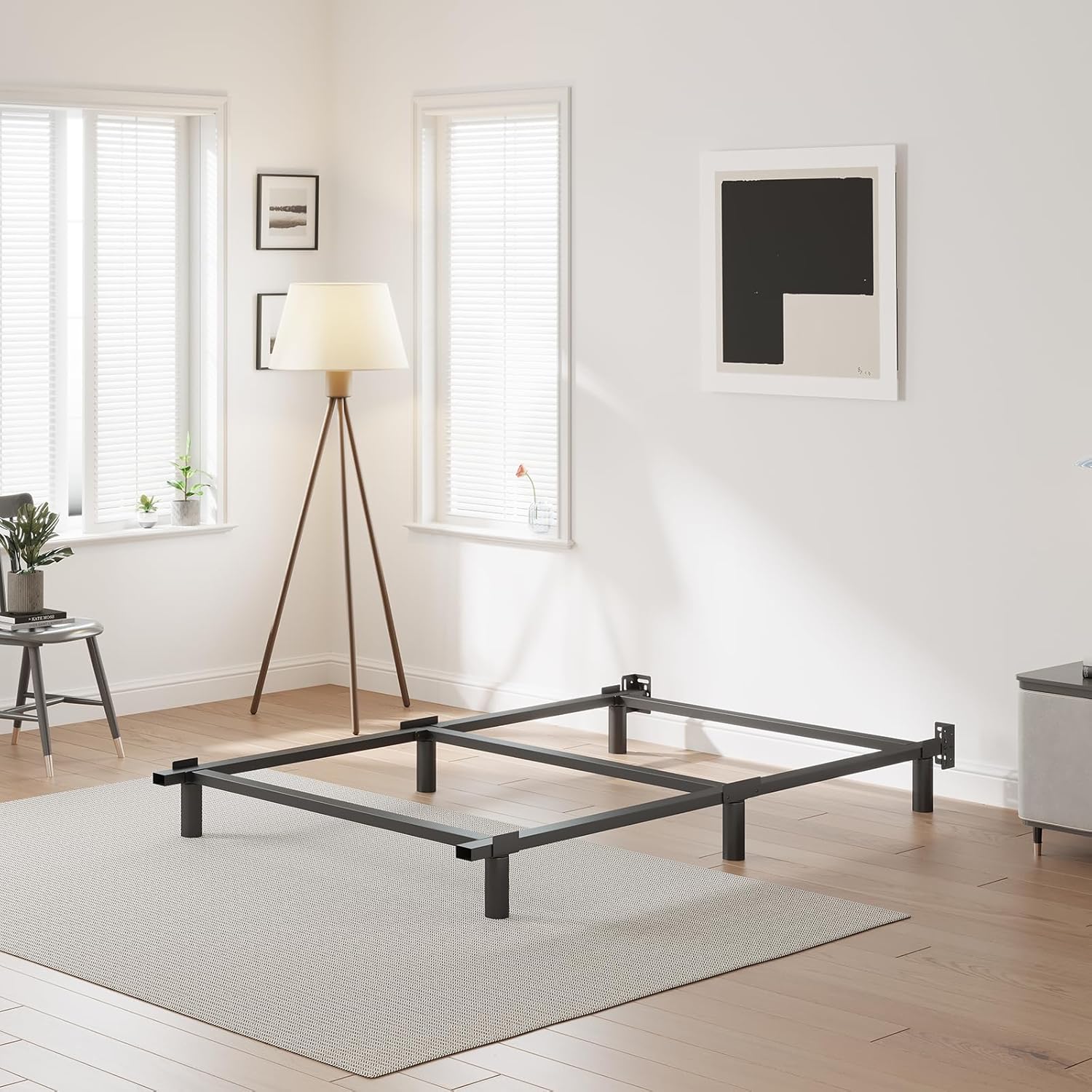 Metal Twin Bed Frames, Hith Bed Base Support for Box Spring and Mattress Foundation, Black