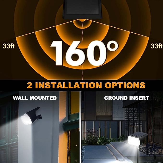 4 Pack Solar Spotlight Outdoor, lumens Solar Outdoor Lights Waterproof, olar Lights Outdoor Waterproof Landscape Spot Lights Wall Garden Lights for Yard Outdoor Solar Lights