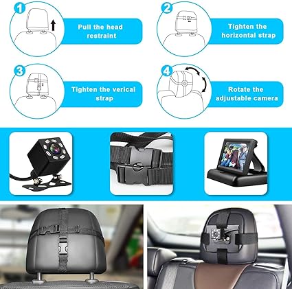 Baby Car Mirror, HD Night Vision Function Car Mirror Display, Safety Car Seat Mirror Camera Monitored Mirror with Wide Crystal Clear View, Aimed at Baby, Easily Observe the Baby’s Move(Not USB)