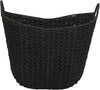 Black Paper Rope Basket with Handles, Natural Woven Wicker Storage Basket