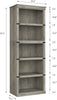 5 Tier Bookcase, Farmhouse Book Shelf with Storage