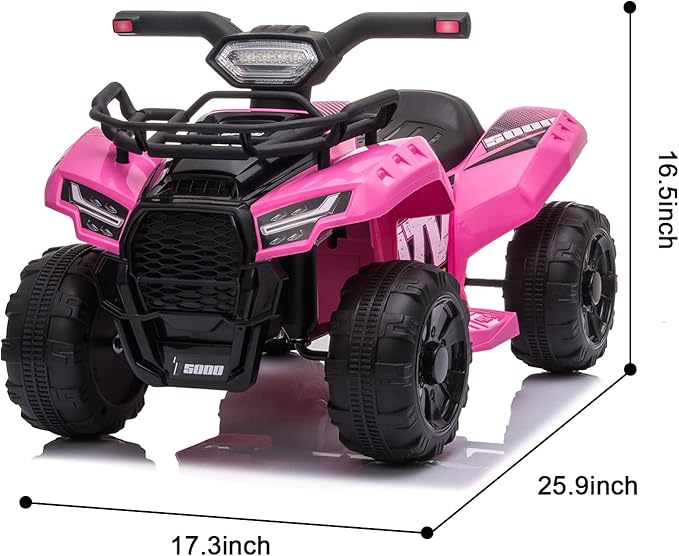 6V Electric Kids ATV Quad Ride-On Toy with MP3, USB, Lights