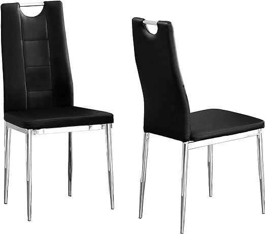 Best Master Furniture Upholstered Leather Side Chairs (Set of 2) - Black