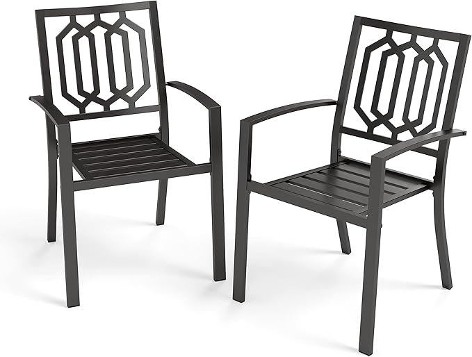 1-Piece Stackable Wrought Iron Patio Dining Chair