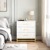3 Drawer Dresser Wooden Bedside Storage with Gold Handles White