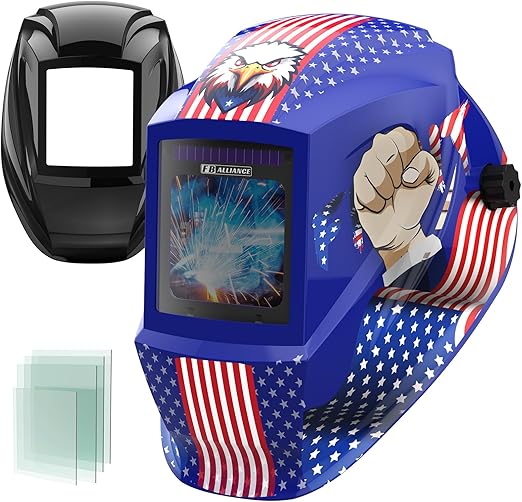 Welding Helmet Auto Darkening, True Color Welding Hood with 4 Arc Sensor Solar Powered, Wide Shade
