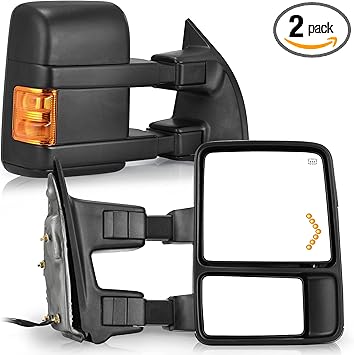 YTowing Mirrors compatible for 2008-2016 Ford F250 F350 F450 F550 Super Duty Tow Mirrors Power Heated with Amber Turn Signal Light Side Mirrors