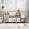 Kids Bookshelf with Reading Nook, Seat Cushion, Adjustable Shelf, Storage Bench, Book Rack