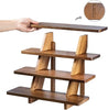 4 Tier Premium Acacia Solid Wood Cupcake Display Stand, Rustic Burnt Wooden Step Tiered Tabletop Dessert Rack, Party Table Decoration or Retail Riser