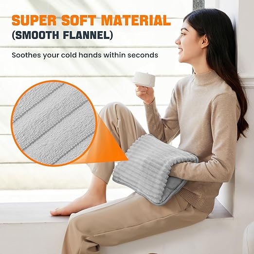 Electric Hand Warmer, Soft Flannel Heated Glove, Grey