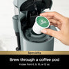 Pods & Grounds Specialty Single-Serve Coffee Maker, K-Cup Pod Compatible, Built-In Milk Frother, Travel Mug Sizes, Iced Coffee Maker, Sage Green
