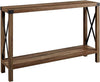 Sedalia Modern Farmhouse Metal X Entry Table, 46 Inch, Rustic Oak