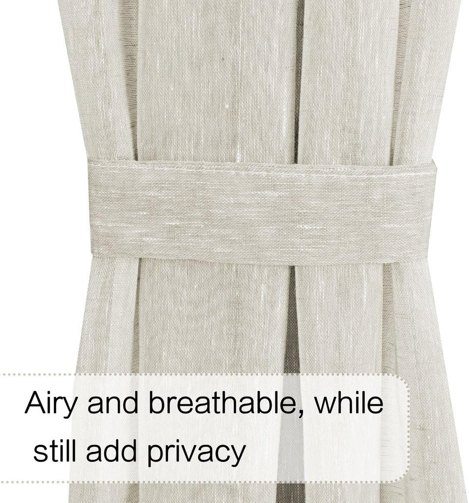 Linen French Door Curtains Privacy Light Reducing Door Curtain with Tieback Rod Pocket Curtain 1 Panel