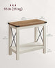 2-Tier End Table, Side Table with Bottom Shelf, Nightstand, Rustic White and Honey Brown