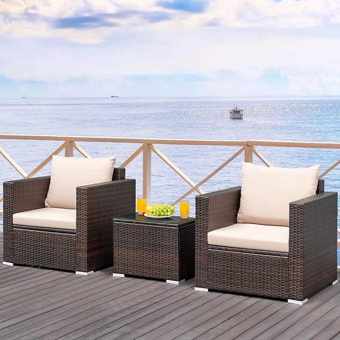 1-Piece Patio Rattan Chair Wicker Sofa w/ Cushion Garden