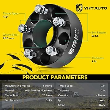 Hub Centric Wheel Spacers 2 Inch Fits Ford Explorer Edge Mustang Taurus Ranger Crown Victoria, Lincoln Town Car, Mercury Models 5x114.3mm 70.5mm Hub Bore, 1/2" x20 Thread Size