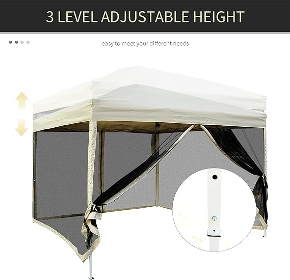 Oxford Pop Up Canopy Tent with Netting, Instant Screen Room House, Tents for Parties, Height Adjustable, with Carry Bag, for Outdoor, Garden, Patio