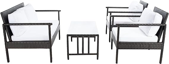 4 Piece Safavieh Outdoor Collection Garnen Wicker Set