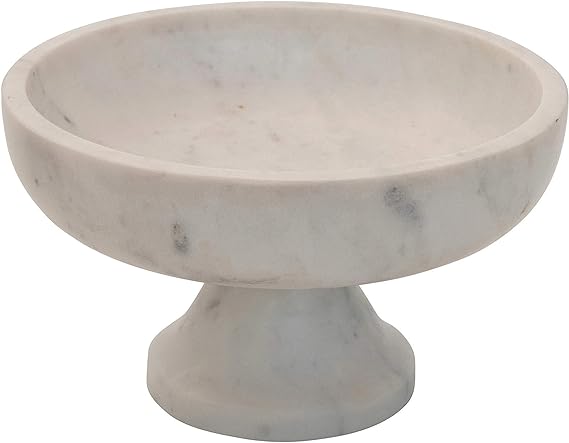 Marble Footed, White Bowl