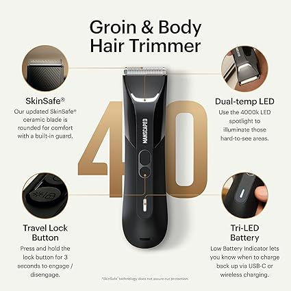 PRO Trimmer Blade, Waterproof Wet/Dry Groomer, USB-C & Wireless Charging Compatible, Men’s Ball Shaver with Travel Lock