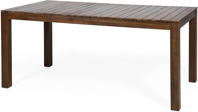 Gladys Outdoor Rustic Acacia Wood Dining Table, Dark Brown