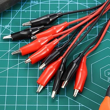 2 Groups 1M Alligator Clips Electrical, Insulated Test Leads with Alligator Clips, Stamping Double-Ended Jumper Wires for Electrical Testing, Circuit Connection, Experiment (Red & Black)